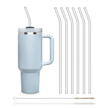 Load image into Gallery viewer, Reusable Glass Straws 12 inch bent with plastic free brush - Set of 6
