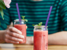 Load image into Gallery viewer, Purple Glass Straws 8 inch with plastic free brush - Set of 6 reusable