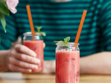 Load image into Gallery viewer, Orange Glass Straws 8 inch with plastic free brush - Set of 6 reusable