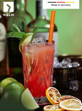 Load image into Gallery viewer, Orange Glass Straws 8 inch with plastic free brush - Set of 6 reusable