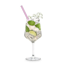 Load image into Gallery viewer, Pink Rose Glass Straws 8 inch with plastic free brush - Set of 6 reusable