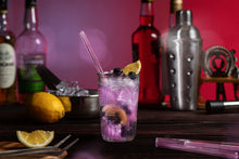 Load image into Gallery viewer, Pink Rose Glass Straws 8 inch with plastic free brush - Set of 6 reusable