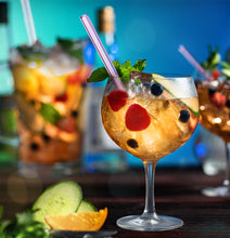 Load image into Gallery viewer, Pink Rose Glass Straws 8 inch with plastic free brush - Set of 6 reusable