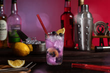 Load image into Gallery viewer, Red Glass Straws 8 inch with plastic free brush - Set of 6 reusable