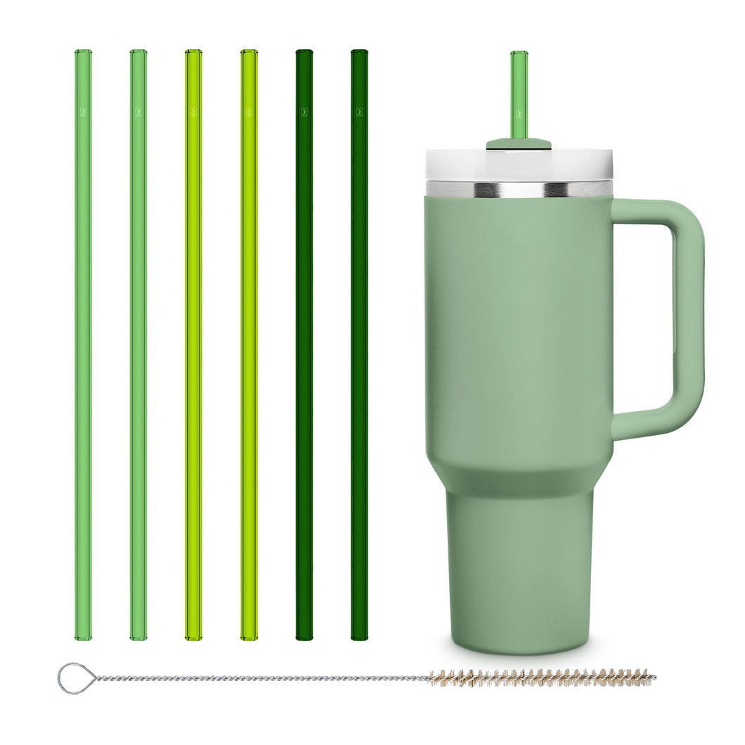 HALM Stanley Cup Green replacement Glass Straws 12 inch for 40 oz Quencher