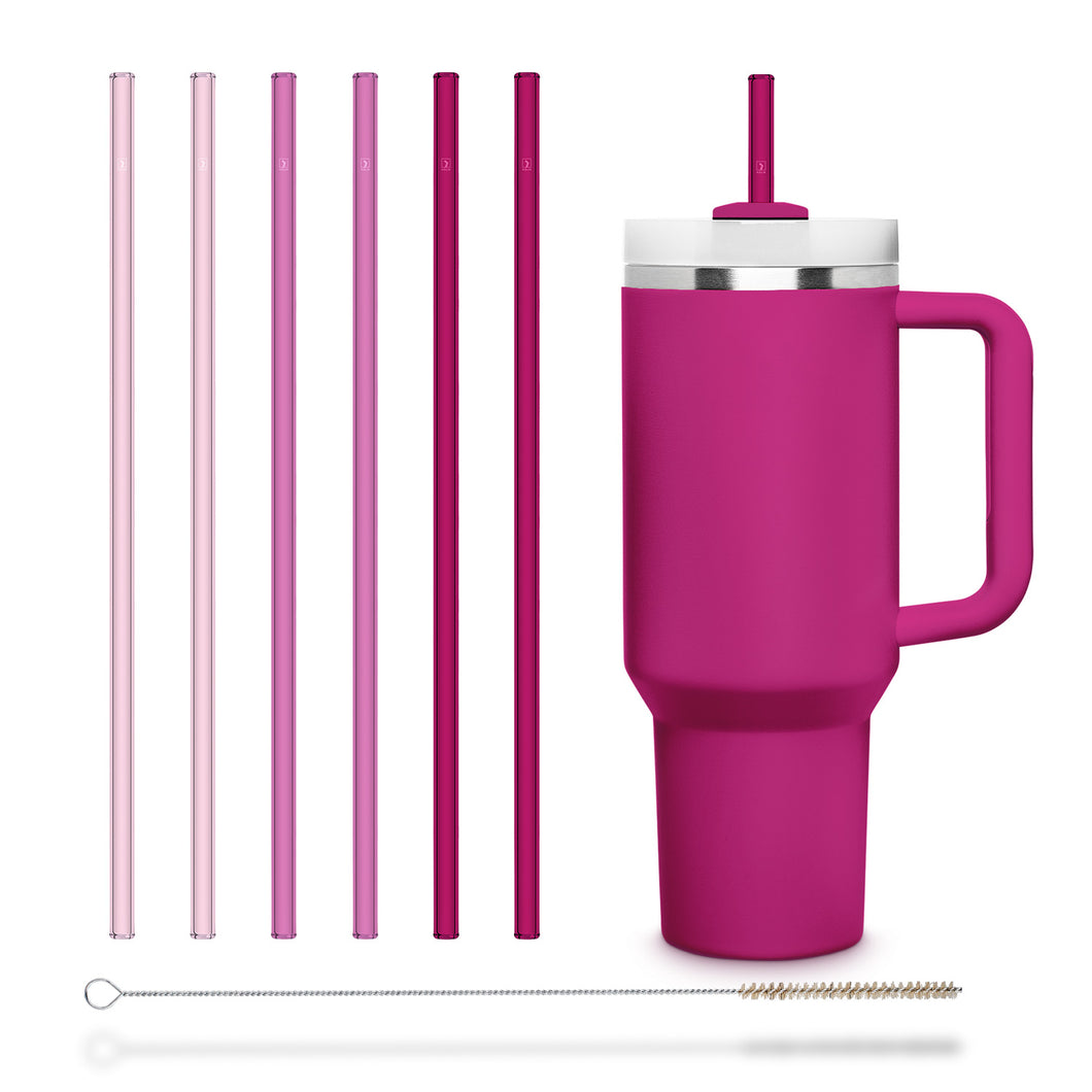HALM Stanley Cup Pink replacement Glass Straws 12 inch for 40 oz Quencher