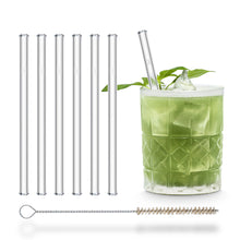 Load image into Gallery viewer, Reusable Glass Straws 6 inch with plastic free brush - Set of 6