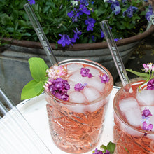 Load image into Gallery viewer, Gin Glass Straws 8 inch Engraved with Funny Gin Cocktail Quotes - Set of 6