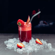 Load image into Gallery viewer, Reusable Glass Straws 8 inch bent with plastic free brush - Set of 6