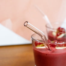 Load image into Gallery viewer, Reusable Glass Straws 6 inch bent with plastic free brush - Set of 6