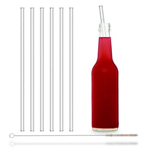 Load image into Gallery viewer, Reusable Glass Straws 11 inch with plastic free brush - Set of 6
