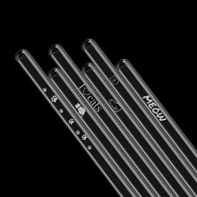 Load image into Gallery viewer, Cat Symbol Glass Straws 8 inch engraved with cute kitty designs - Set of 6