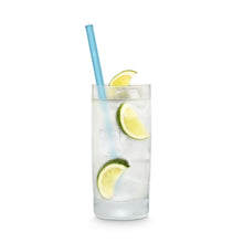 Load image into Gallery viewer, Blue Glass Straws 8 inch with plastic free brush - Set of 6 reusable
