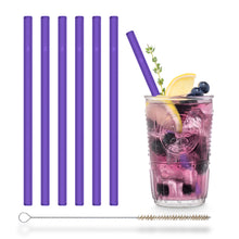 Load image into Gallery viewer, Purple Glass Straws 8 inch with plastic free brush - Set of 6 reusable
