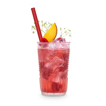 Load image into Gallery viewer, Red Glass Straws 8 inch with plastic free brush - Set of 6 reusable
