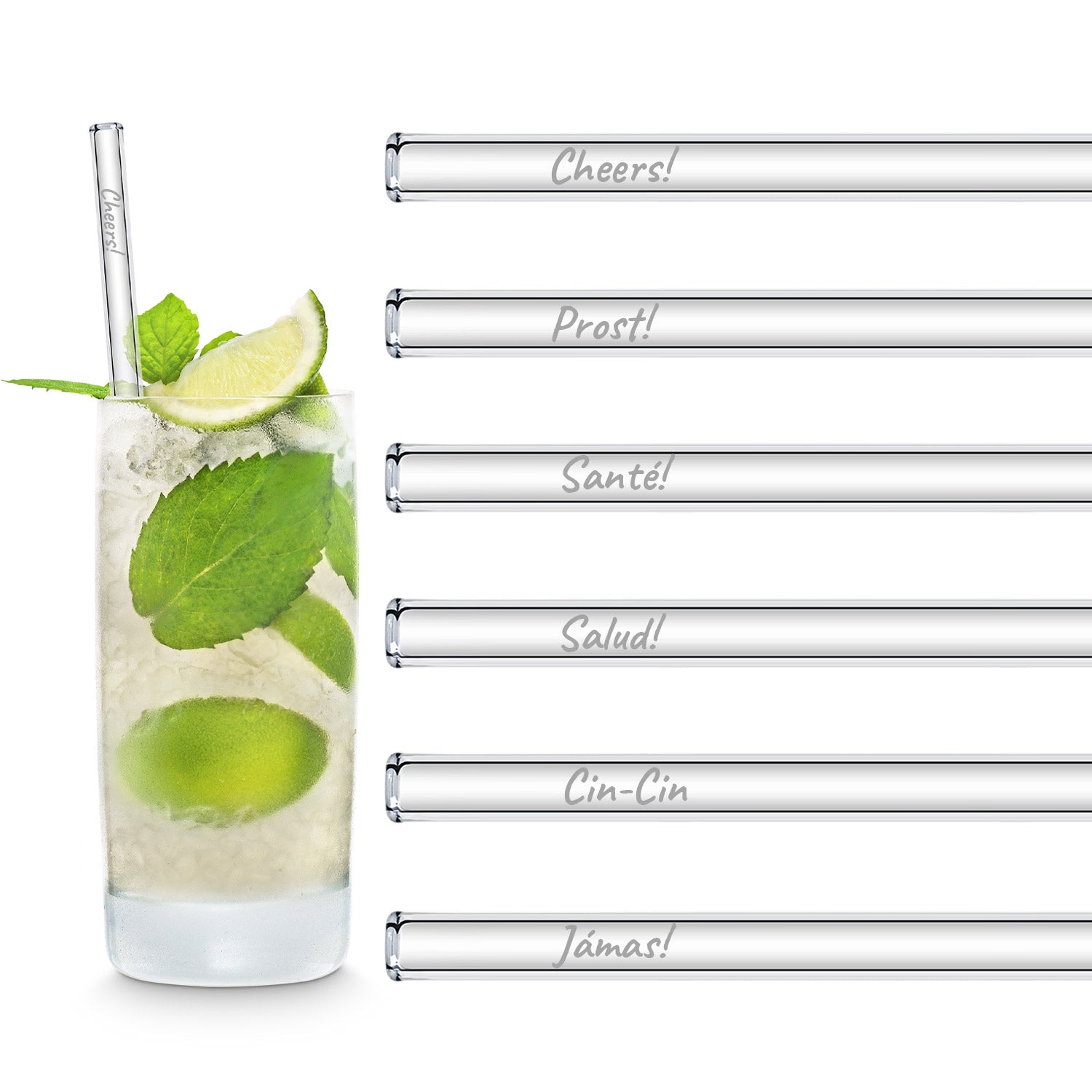 Glass Drinking Straw Set 6, Cocktail Straw, Eco Friendly Gifts