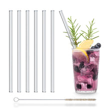 Load image into Gallery viewer, Crystal Optic Glass Straws 8 inch with unique Ripple Design - Set of 6
