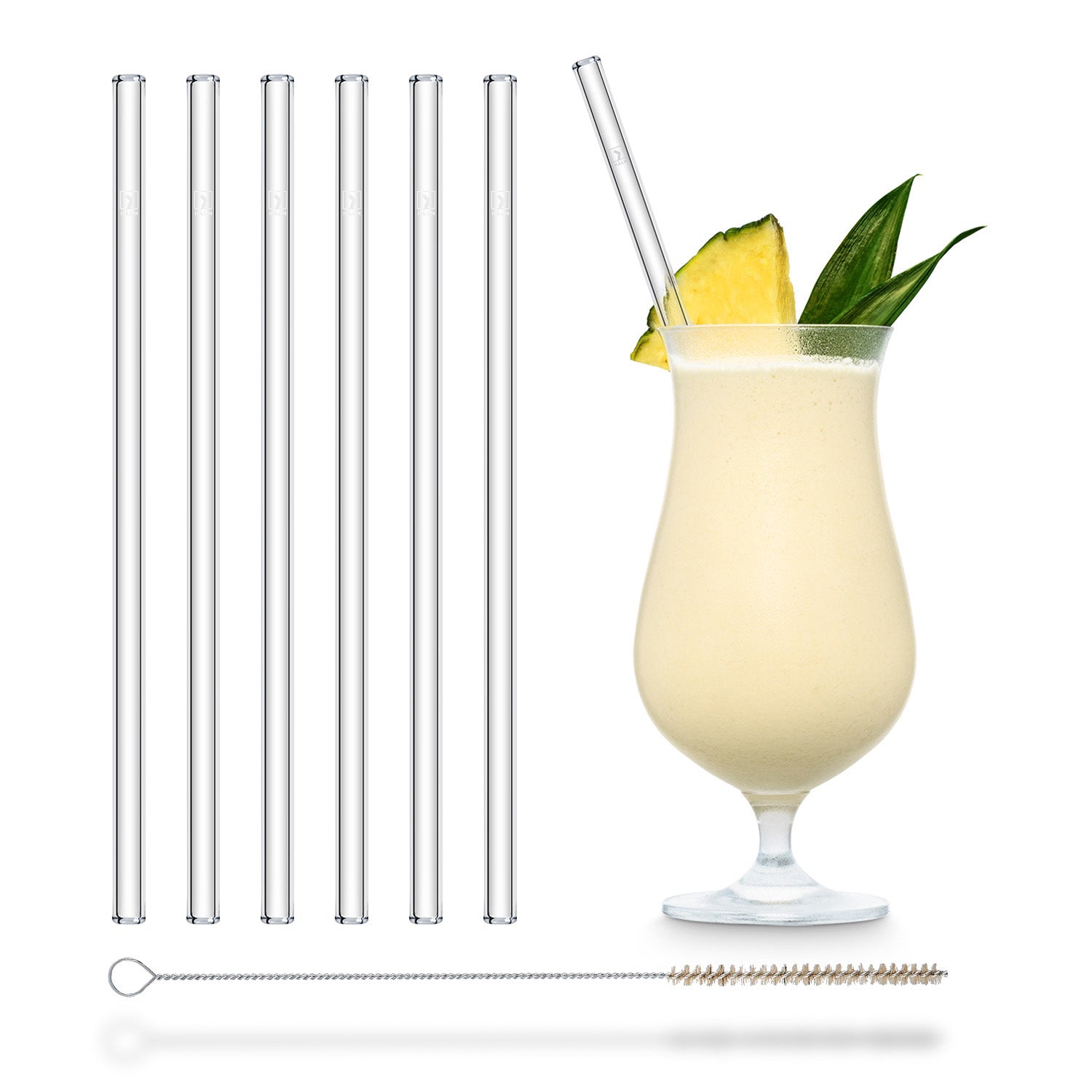 HALM Reusable Glass Straws 4 inch with plastic free brush - Set of