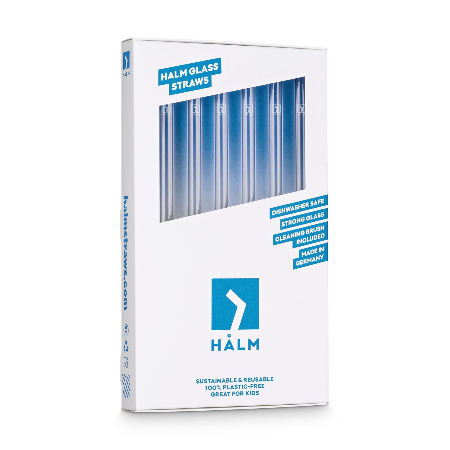 Halm Glass Straws - 6 Reusable Drinking Straws Plastic-Free Cleaning Brush - Made in Germany - Dishwasher Safe - Eco-Friendly - 23 cm 9 in x 09 cm