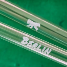 Load image into Gallery viewer, Berlin Glass Straws 8 inch Engraved with Berlin Germany attractions  - Set of 6
