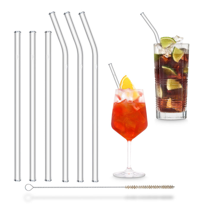 Halm Glass Straws – 6x 12 inch Long Replacement Straw for Stanley Cup 40 oz  & 30 oz Plastic-Free Cleaning Brush - Reusable Drinking Straw Dishwasher