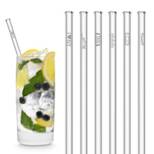 Load image into Gallery viewer, New York Gifts Glass Straws with Engraved 6 symbols from NY Statue of Liberty Taxi Light Brooklyn Bridge One Way Street Sign Hot Dog NYC
