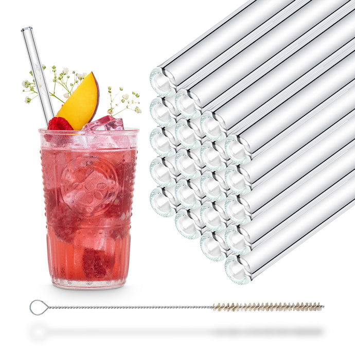 Halm Glass Straws – 6x 12 inch Long Replacement Straw for Stanley Cup 40 oz  & 30 oz Plastic-Free Cleaning Brush - Reusable Drinking Straw Dishwasher