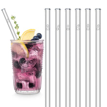Load image into Gallery viewer, Penis Glass Straws 8 inch Engraved with funny Willy designs - Set of 6
