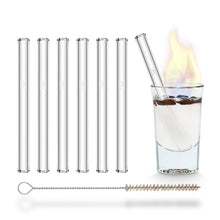 Load image into Gallery viewer, Reusable Glass Straws 4 inch with plastic free brush - Set of 6
